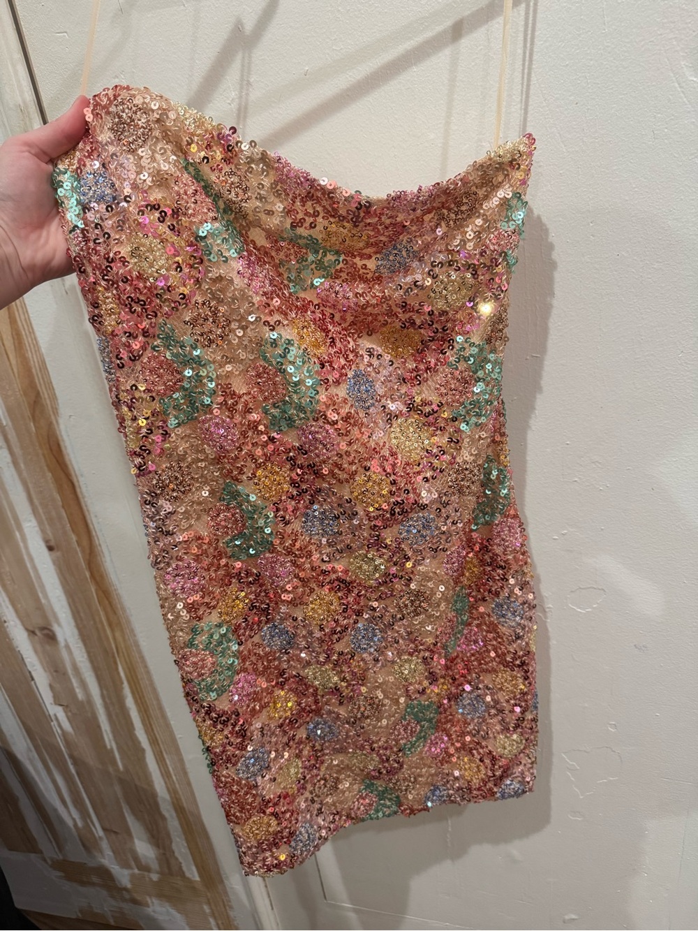 12th Tribe Strapless Multi-Color Sequin Mini Dress - Picture 6 of 11